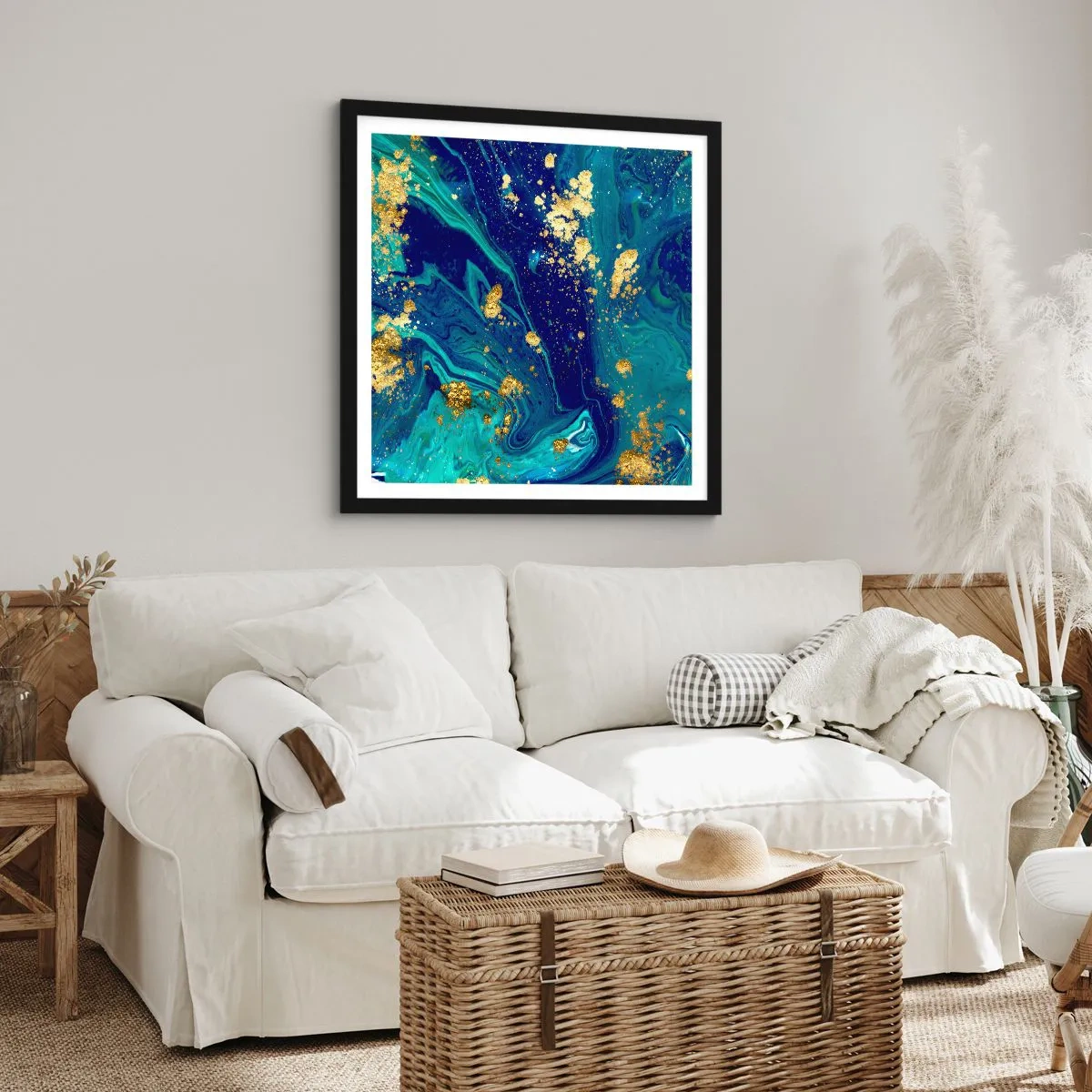 Poster in einem schwarzem Rahmen - Die Blütenblätter der Sonne - 30x30 cm