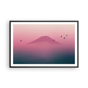 Poster in einem schwarzem Rahmen - Wanderer über den Wolken - 91x61 cm