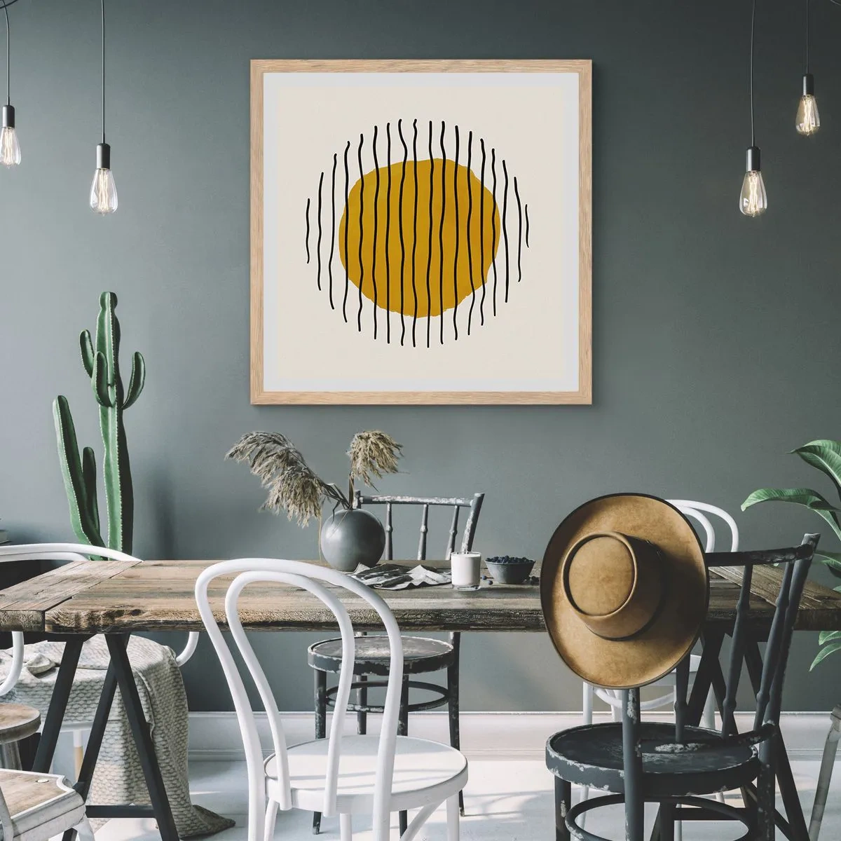 Poster in einem Rahmen aus heller Eiche - Abstraktion, die vor Hitze zittert - 60x60 cm