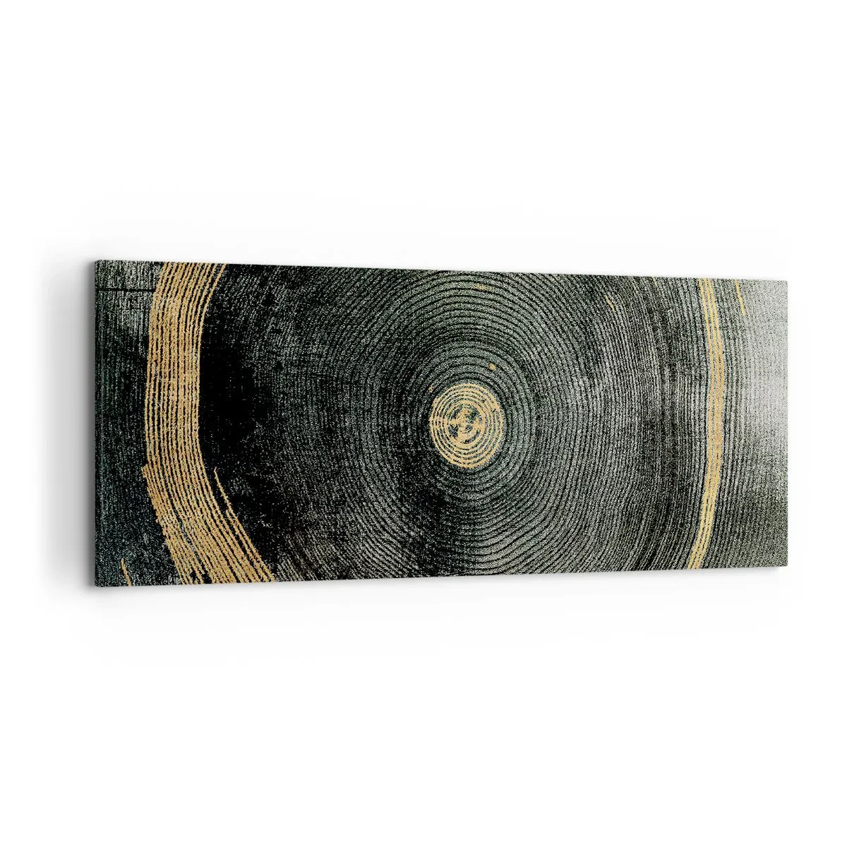 Bild auf Leinwand - Leinwandbild - Konzentrische Kreise mit goldenen Akzenten - 120x50cm - Veränderung und Beständigkeit - Moderne Wanddekoration für Wohnzimmer und Schlafzimmer ARTTOR