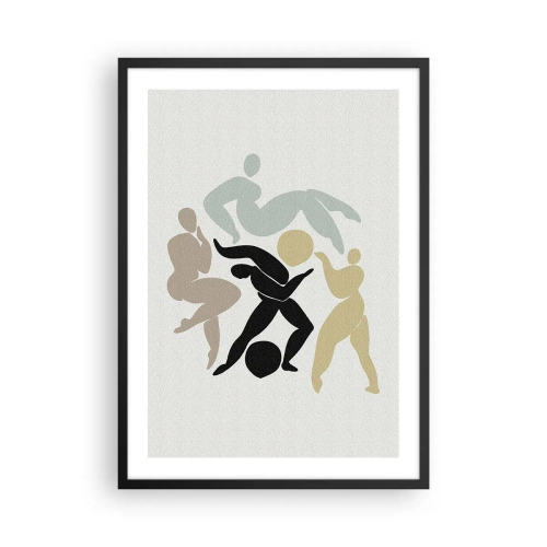 Poster in einem schwarzem Rahmen - Abstrakte Silhouetten von Figuren in dynamischer Bewegung - 50x70cm - Bewegung für Gesundheit und Schönheit - Moderne Wanddekoration für Wohnzimmer und Schlafzimmer ARTTOR