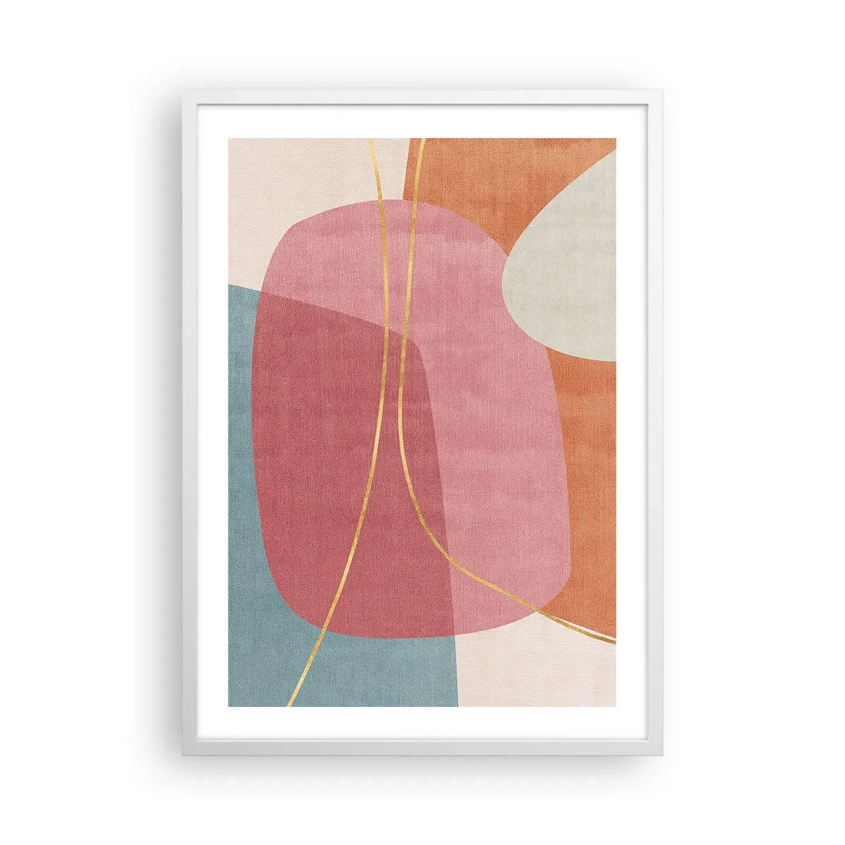 Poster in einem weißen Rahmen - Pastellkomposition mit Goldfaden - 50x70 cm