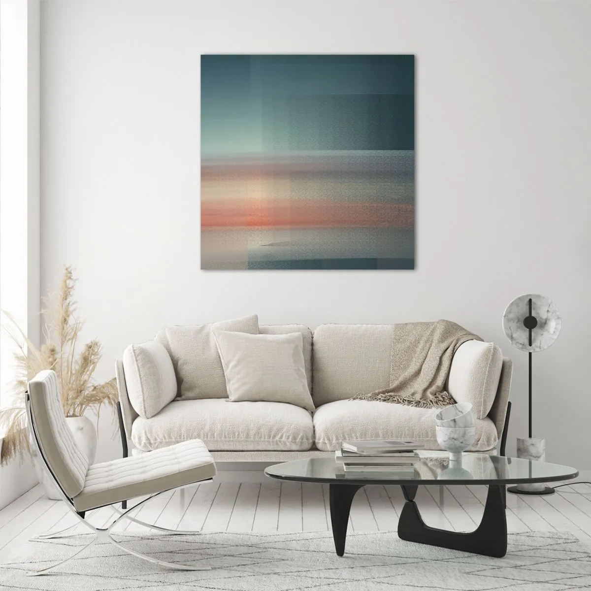 Glasbild - Bild auf glas - Abstraktion: Lichtwellen - 40x40 cm