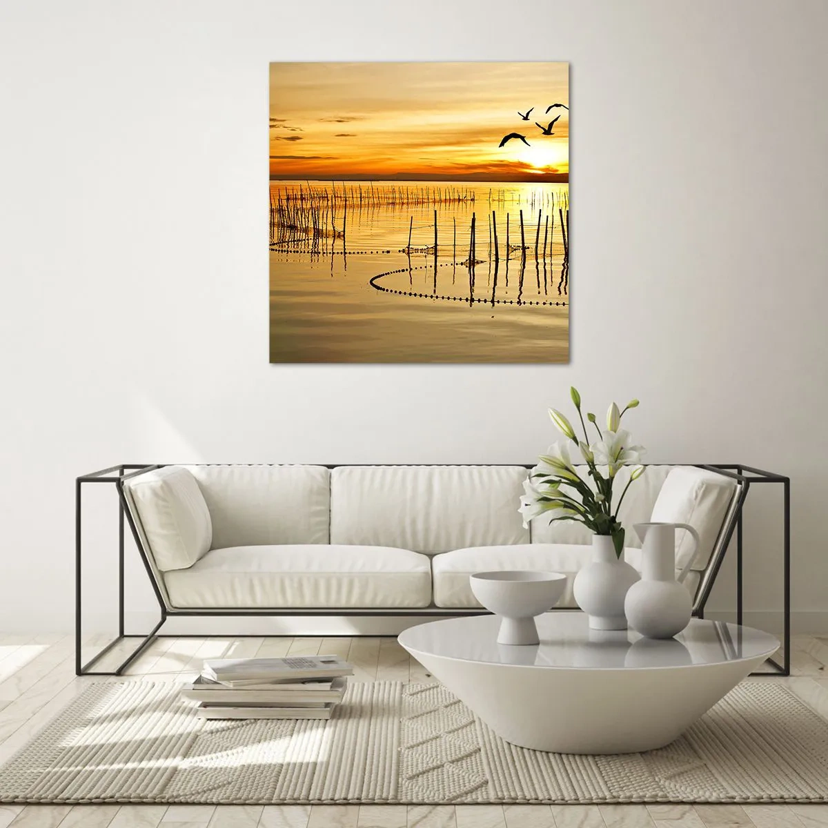 Glasbild - Bild auf glas - In der Fischerei - 40x40 cm