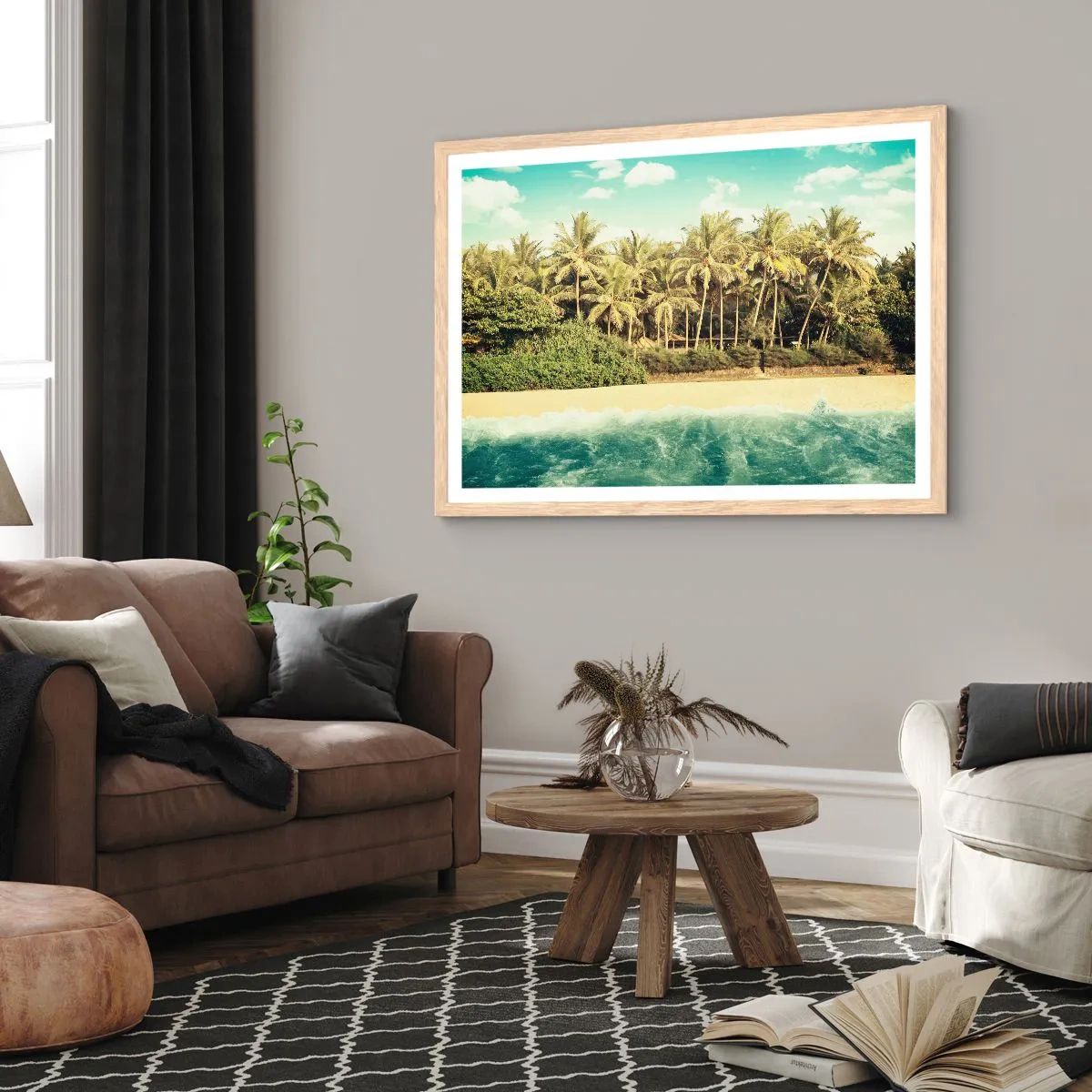 Poster in einem Rahmen aus heller Eiche - Wie wäre es hier? - 70x50 cm