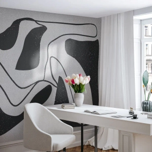 Fototapete Premium Canvas - Schwarz-Weiß-Abstraktion mit organischen Formen - 100x70cm - Abstraktes Spiel im Labyrinth - Moderne Wanddekoration für Wohnzimmer und Schlafzimmer ARTTOR