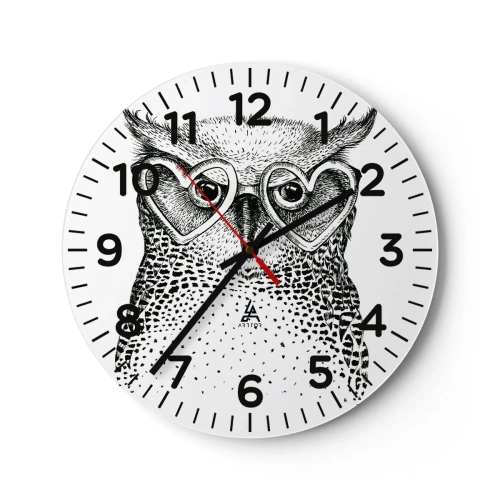 Wanduhr - Glasuhr - Klug und mit Liebe - 40x40 cm
