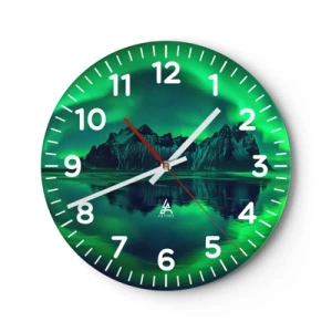 Wanduhr - Glasuhr - In den Armen der Aurora - 30x30 cm