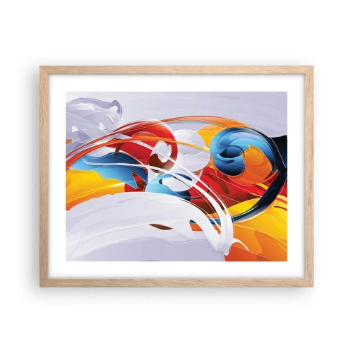 Poster in einem Rahmen aus heller Eiche - Der Tanz der Elemente - 50x40 cm