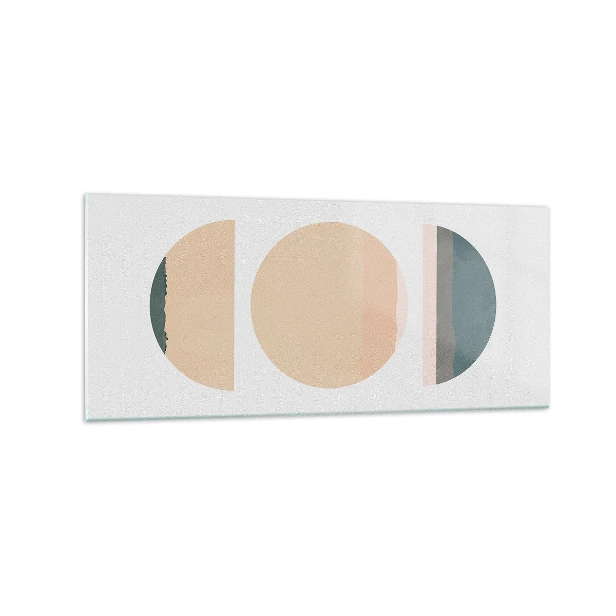 Glasbild - Bild auf glas - Abstrakte geometrische Formen in Pastellfarben - 120x50cm - Ein Rad hinter dem anderen… - Moderne Wanddekoration für Wohnzimmer und Schlafzimmer ARTTOR