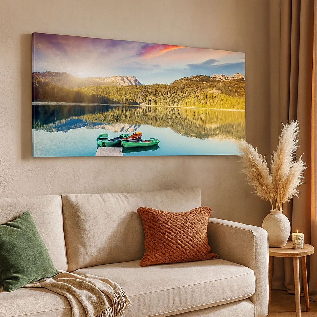 Bild auf Leinwand - Leinwandbild - Glatt wie ein Spiegel über dem Wasser - 100x40 cm