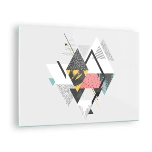 Glasbild - Bild auf glas - Abstrakte geometrische Komposition mit Dreiecken und Rauten - 70x50cm - Variation über Dreieck und Raute - Moderne Wanddekoration für Wohnzimmer und Schlafzimmer ARTTOR