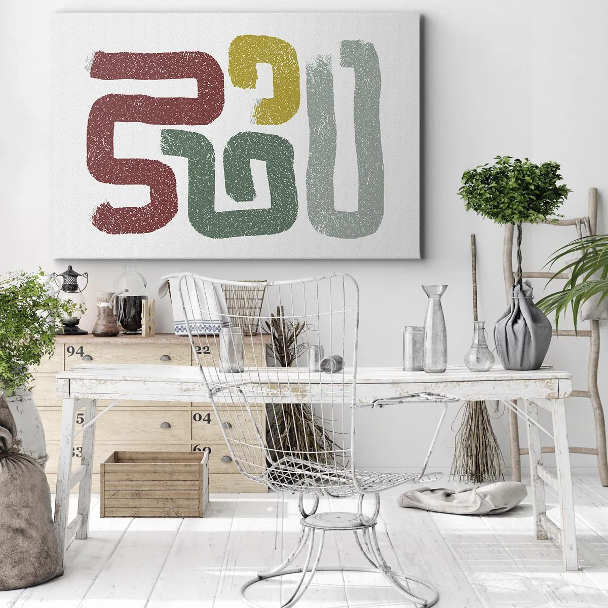 Bild auf Leinwand - Leinwandbild - Bunte geometrische Muster im abstrakten Stil - 120x80cm - In einer unbekannten Sprache - Moderne Wanddekoration für Wohnzimmer und Schlafzimmer ARTTOR