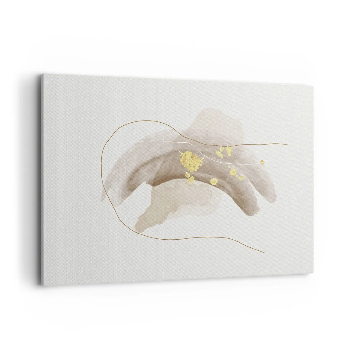 Bild auf Leinwand - Leinwandbild - Eine abstrakte Komposition in Beige- und Goldtönen. - 100x70cm - Im Weltraum begegnet - Moderne Wanddekoration für Wohnzimmer und Schlafzimmer ARTTOR