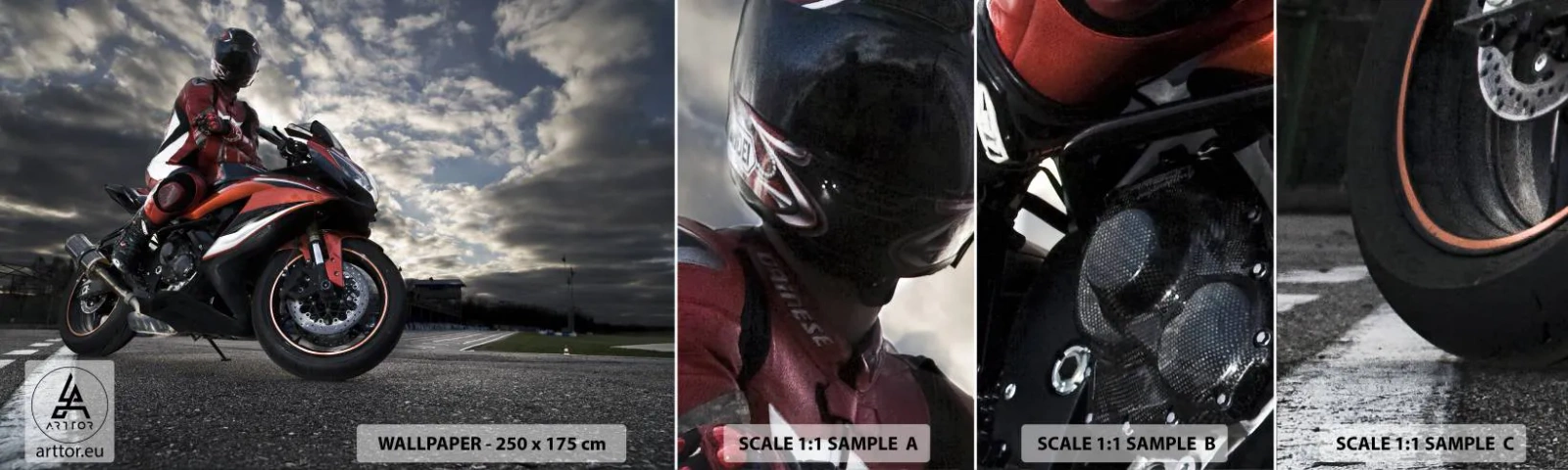 Fototapetenmuster Standard Eco - Dunkler Reiter - Automobil, Motorrad, Wettrennen - 100x30 cm