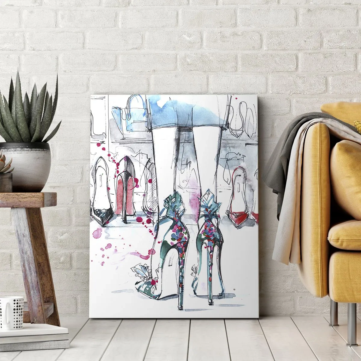 Bild auf Leinwand - Leinwandbild - Künstlerische Grafiken mit High Heels und Accessoires - 80x120cm - Sesam, mach auf - Moderne Wanddekoration für Wohnzimmer und Schlafzimmer ARTTOR