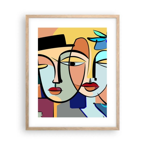 Poster in einem Rahmen aus heller Eiche - Picassos randez vous - 40x50 cm