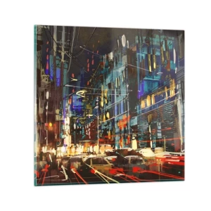 Glasbild - Bild auf glas - Abendlicher Straßentrubel - 50x50 cm