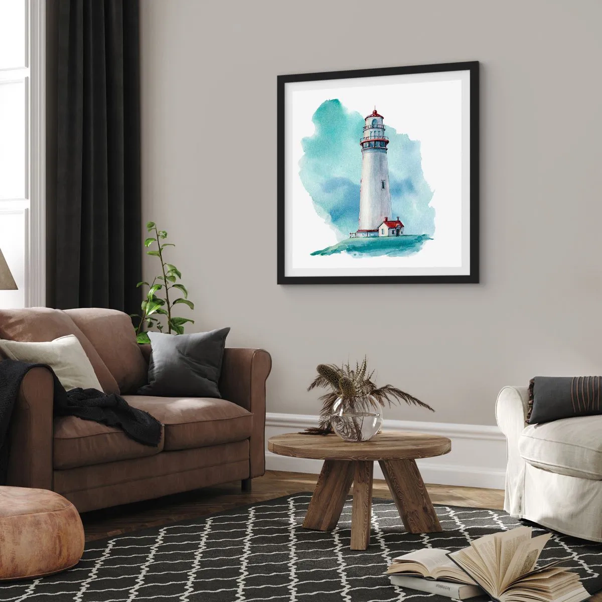 Poster in einem schwarzem Rahmen - Sanfte Schwester vom Blau - 60x60 cm