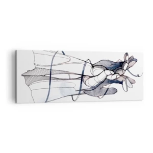 Bild auf Leinwand - Leinwandbild - Eine subtile Zeichnung einer Hand mit einer zarten Blume - 140x50cm - Touch-Studie - Moderne Wanddekoration für Wohnzimmer und Schlafzimmer ARTTOR