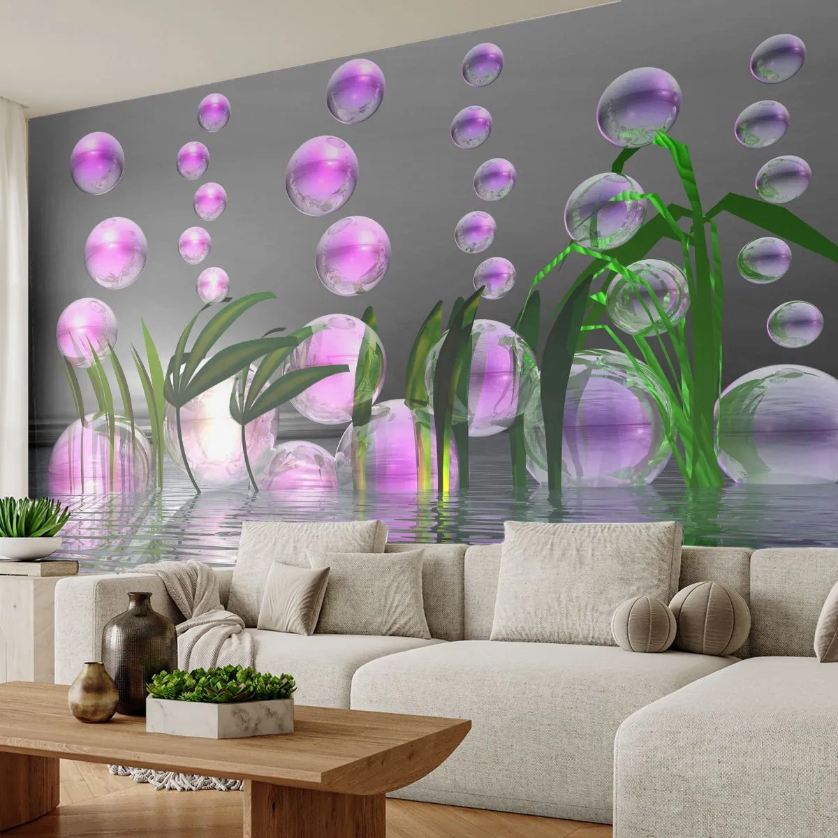 Fototapete Premium Canvas - Eine reflektierende Komposition aus Leichtigkeit und Leben - Abstraktion, Grafik, 3D - 500x350 cm