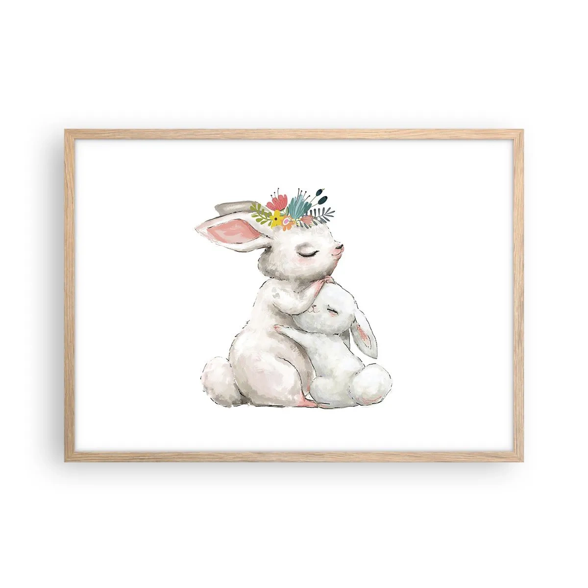 Poster in einem Rahmen aus heller Eiche - Bei Mama ist's am schönsten - 70x50 cm