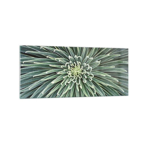 Glasbild - Bild auf glas - Symmetrische Anordnung grüner Blätter, die einem Stern ähneln - 120x50cm - Ein Star ist geboren - Moderne Wanddekoration für Wohnzimmer und Schlafzimmer ARTTOR