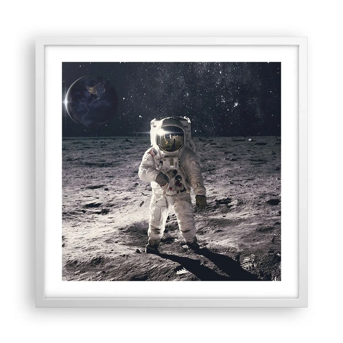 Poster in einem weißen Rahmen - Grüße vom Mond - 50x50 cm