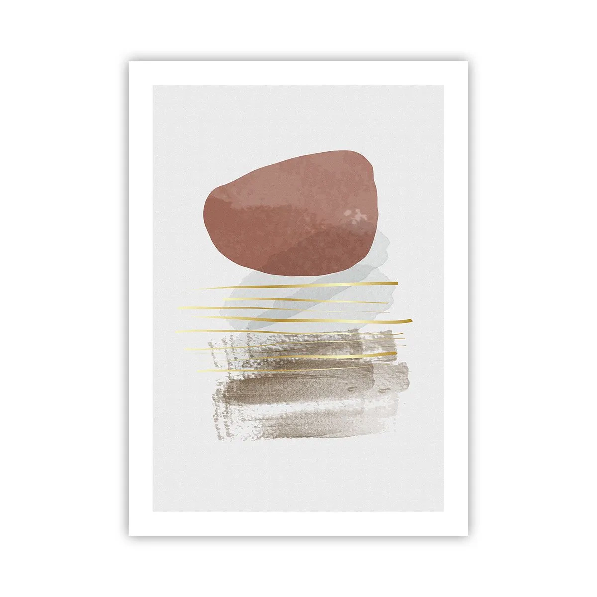 Poster - Minimalistische Abstraktion mit geometrischen Formen und goldenen Linien - 50x70cm - Abstrakte Kolonnade - Moderne Wanddekoration für Wohnzimmer und Schlafzimmer ARTTOR