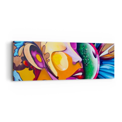 Bild auf Leinwand - Leinwandbild - Mit Farbe berühren - 90x30 cm