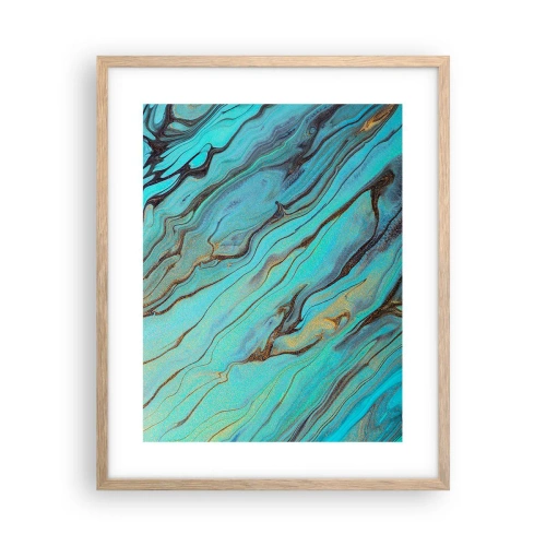 Poster in einem Rahmen aus heller Eiche - Türkisfarbene Flut - 40x50 cm