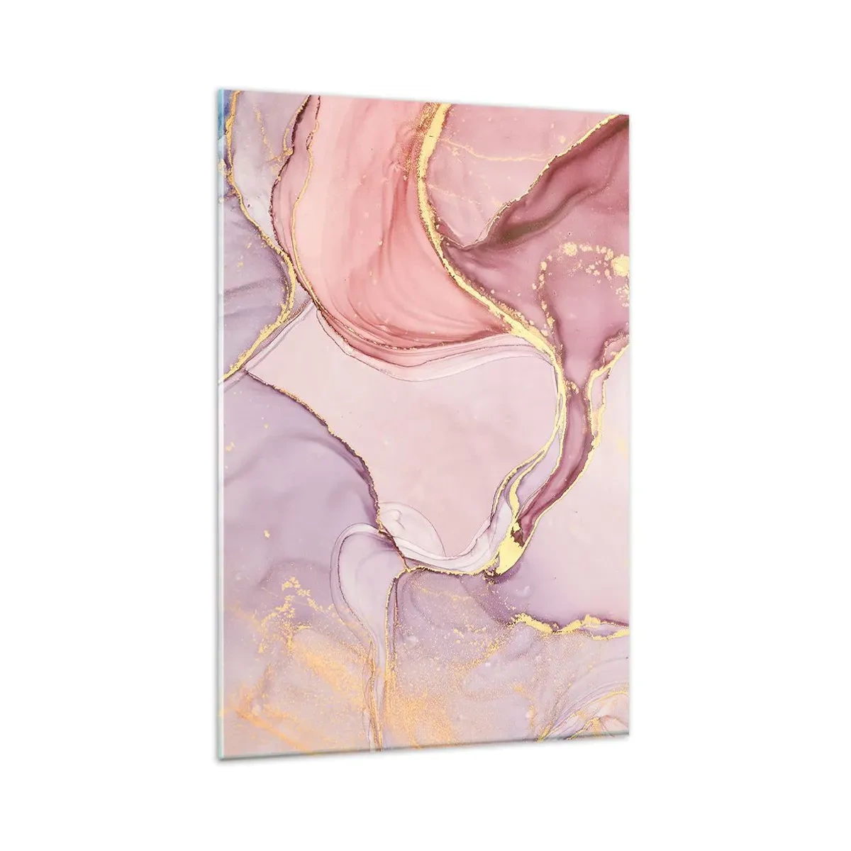 Glasbild - Bild auf glas - Zarte abstrakte Muster in Rosa- und Goldtönen - 80x120cm - Eine Liebkosung der Farben - Moderne Wanddekoration für Wohnzimmer und Schlafzimmer ARTTOR