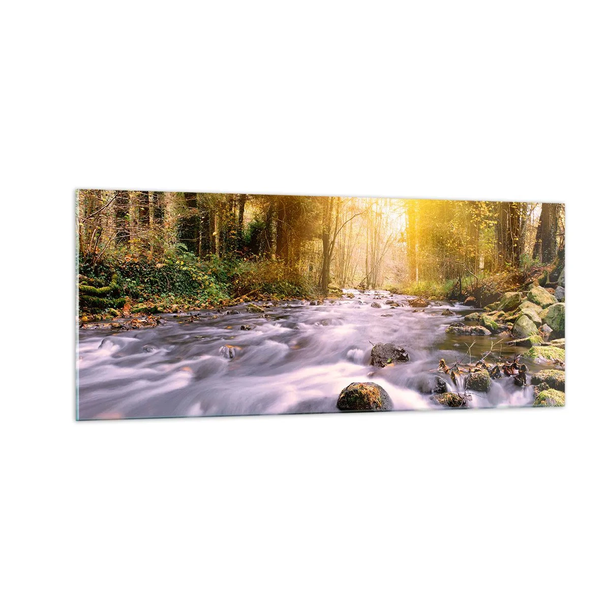 Glasbild - Bild auf glas - Malachit im Silber- und Goldrahmen - 100x40 cm