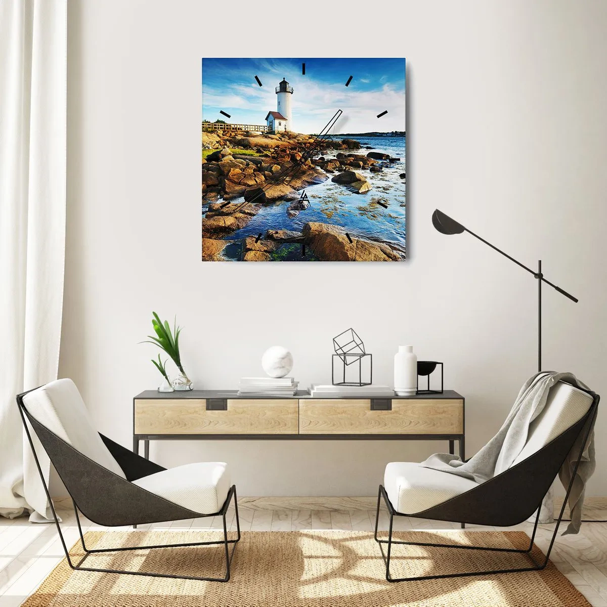 Wanduhr - Glasuhr - Komm glücklich zurück, ich warte - 30x30 cm