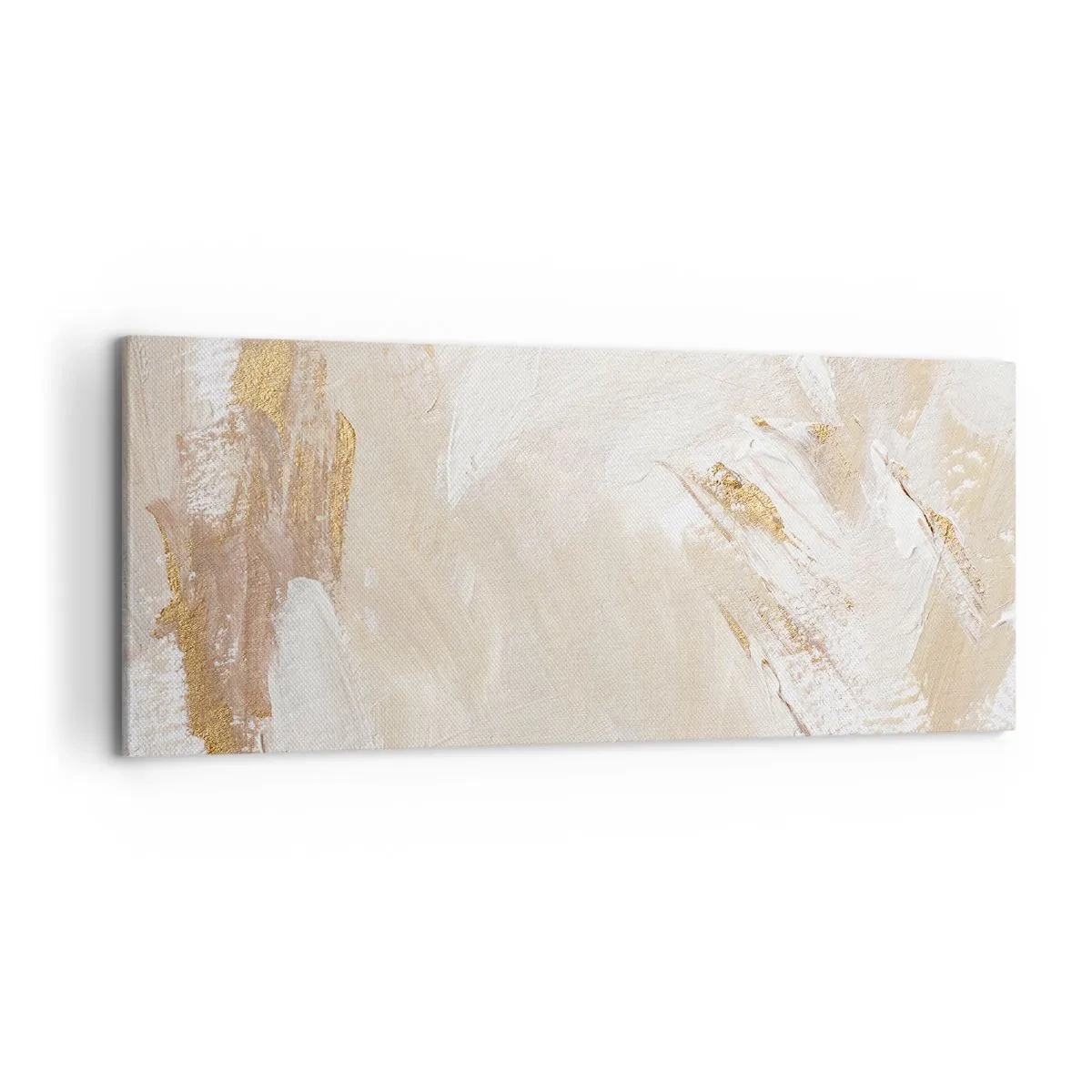 Bild auf Leinwand - Leinwandbild - Zarte abstrakte Töne in Beige- und Goldtönen - 120x50cm - Pastellkomposition - Moderne Wanddekoration für Wohnzimmer und Schlafzimmer ARTTOR