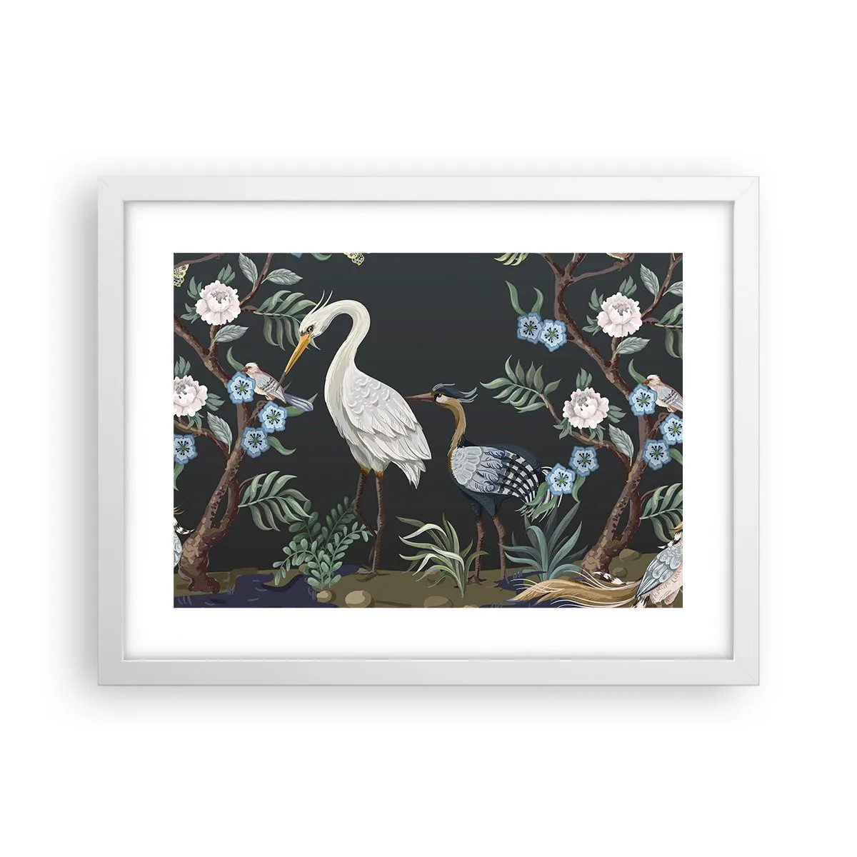 Poster in einem weißen Rahmen - Vogelparade - 40x30 cm