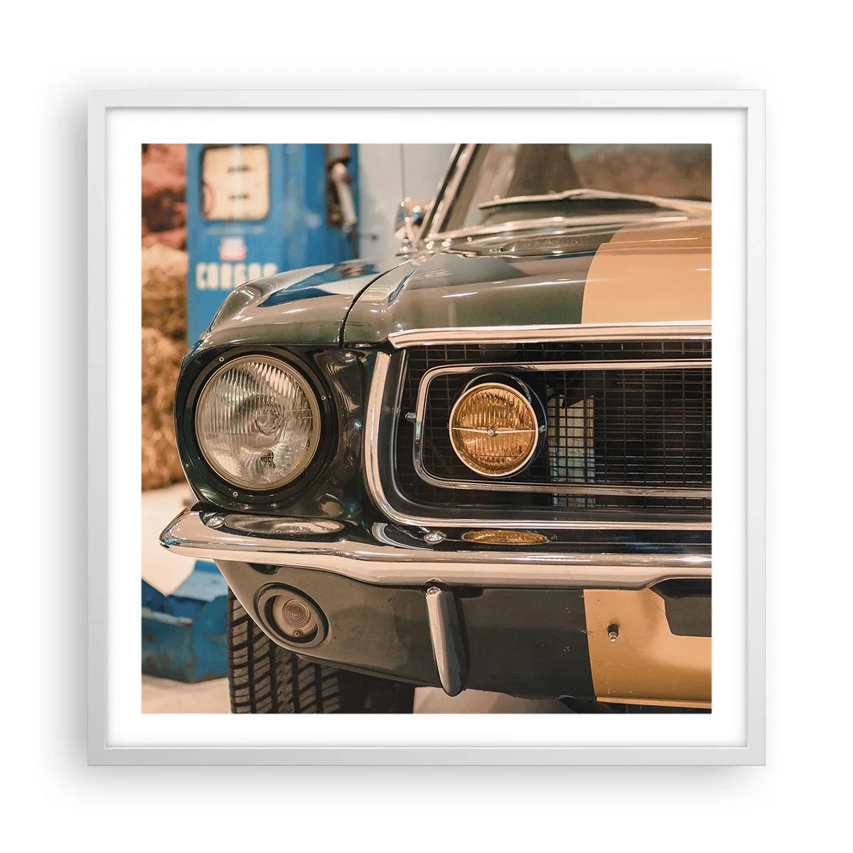 Poster in einem weißen Rahmen - Treffen mit einer Legende - 60x60 cm