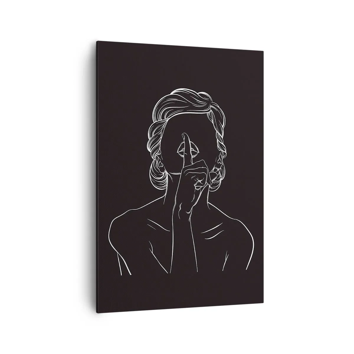 Bild auf Leinwand - Leinwandbild - Minimalistische Silhouette einer Frau auf schwarzem Hintergrund - 70x100cm - Schönheit erblüht in der Stille - Moderne Wanddekoration für Wohnzimmer und Schlafzimmer ARTTOR