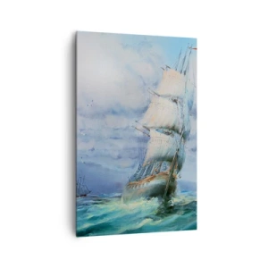 Bild auf Leinwand - Leinwandbild - Ein Schiff auf stürmischer See - 80x120cm - Guter Wind - Moderne Wanddekoration für Wohnzimmer und Schlafzimmer ARTTOR