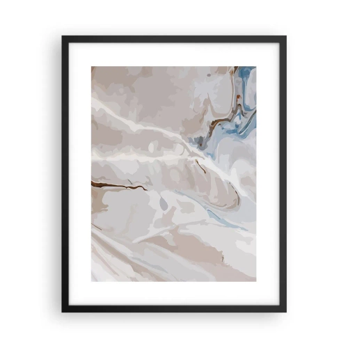 Poster in einem schwarzem Rahmen - Blau schlängelt sich unter dem Weiß - 40x50 cm