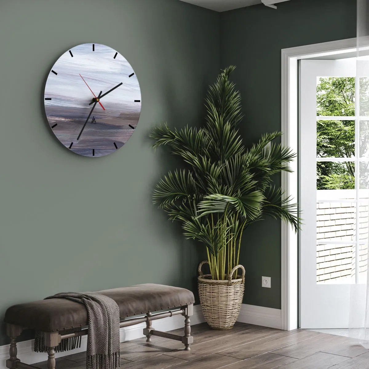 Wanduhr - Glasuhr - Elemente: Wasser - 30x30 cm