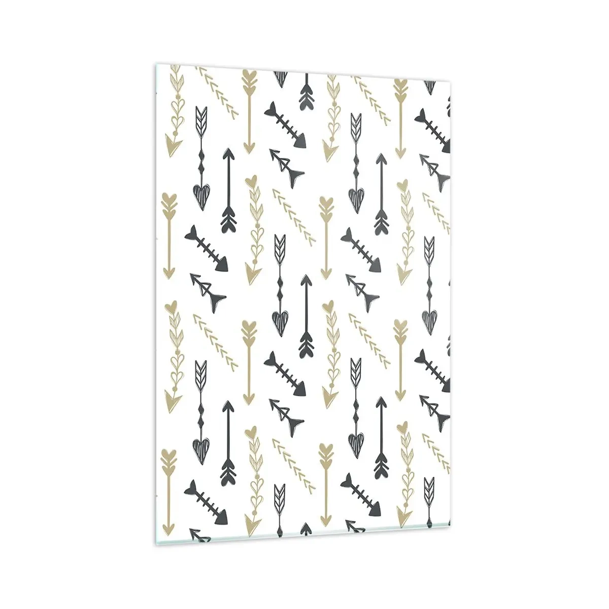 Glasbild - Bild auf glas - Ein minimalistisches Muster mit Pfeilen in Beige- und Grautönen. - 80x120cm - Der Traum des Bogenschützen - Moderne Wanddekoration für Wohnzimmer und Schlafzimmer ARTTOR