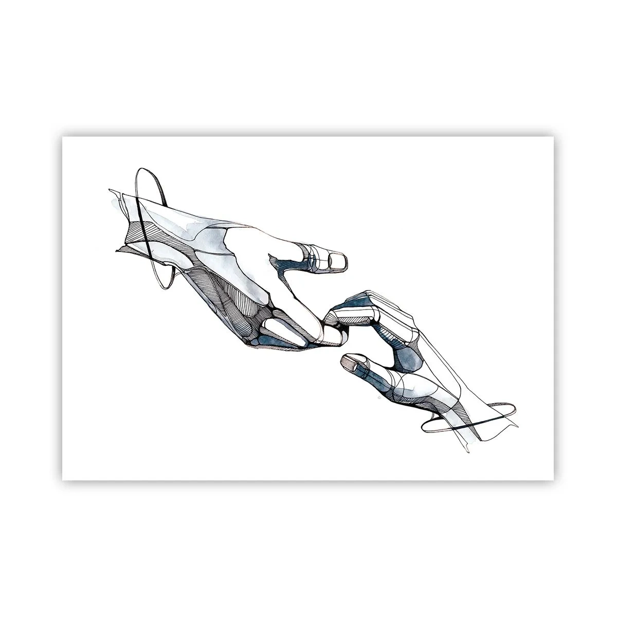 Poster - Künstlerische Darstellung einer Hand in minimalistischer und geometrischer Form - 100x70cm - Eine gute Geste - Moderne Wanddekoration für Wohnzimmer und Schlafzimmer ARTTOR