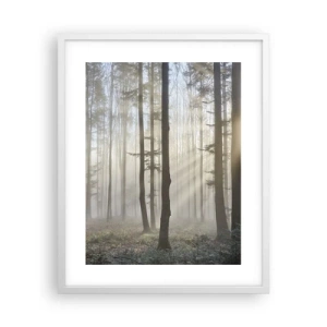 Poster in einem weißen Rahmen - Der Nebel ist auch aufgewacht - 40x50 cm