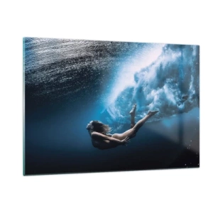 Glasbild - Bild auf glas - Moderne Meerjungfrau - 120x80cm - Moderne Meerjungfrau - Moderne Wanddekoration für Wohnzimmer und Schlafzimmer ARTTOR