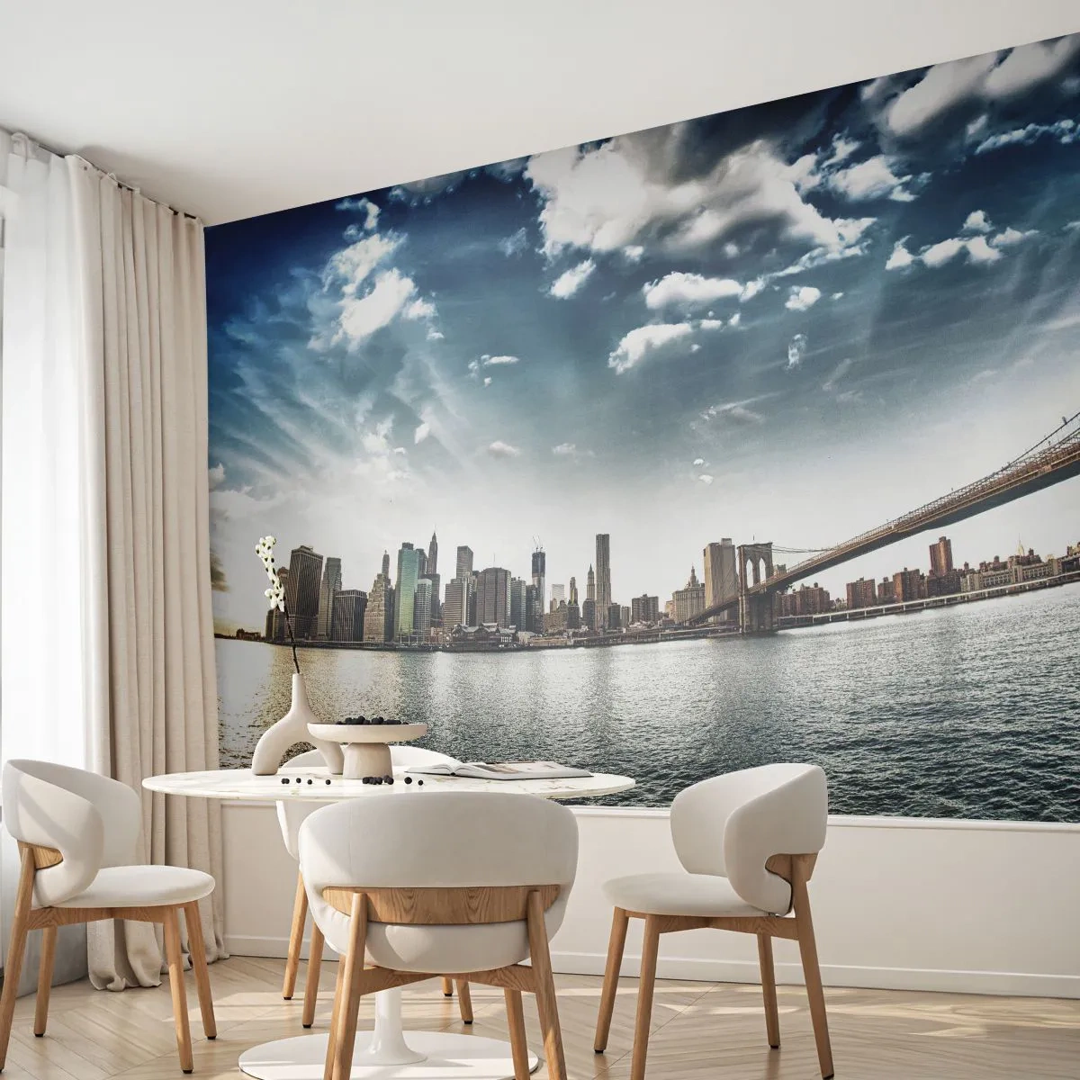 Fototapete Premium Canvas - Glasinsel - Stadt, New York, Die Architektur - 300x210 cm