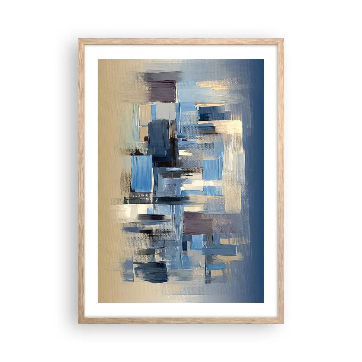 Poster in einem Rahmen aus heller Eiche - Blaue Konstruktion - 50x70 cm