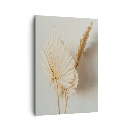 Bild auf Leinwand - Leinwandbild - Getrocknete Palmblätter in minimalistischem Arrangement - 50x70cm - Wenn Sie Erleichterung brauchen - Moderne Wanddekoration für Wohnzimmer und Schlafzimmer ARTTOR