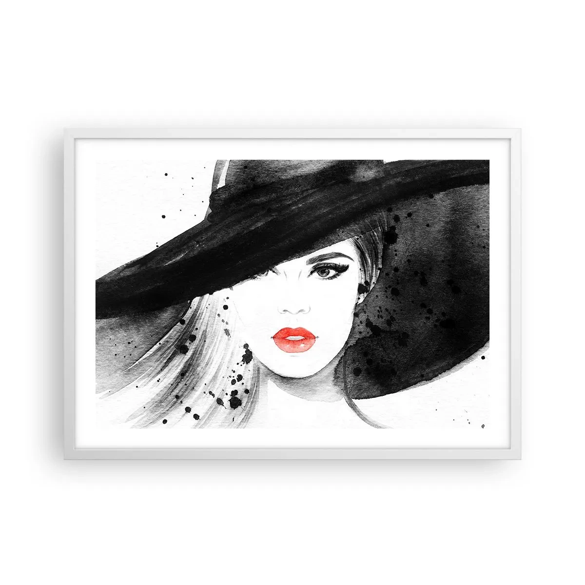 Poster in einem weißen Rahmen - Frau in schwarz - 70x50 cm