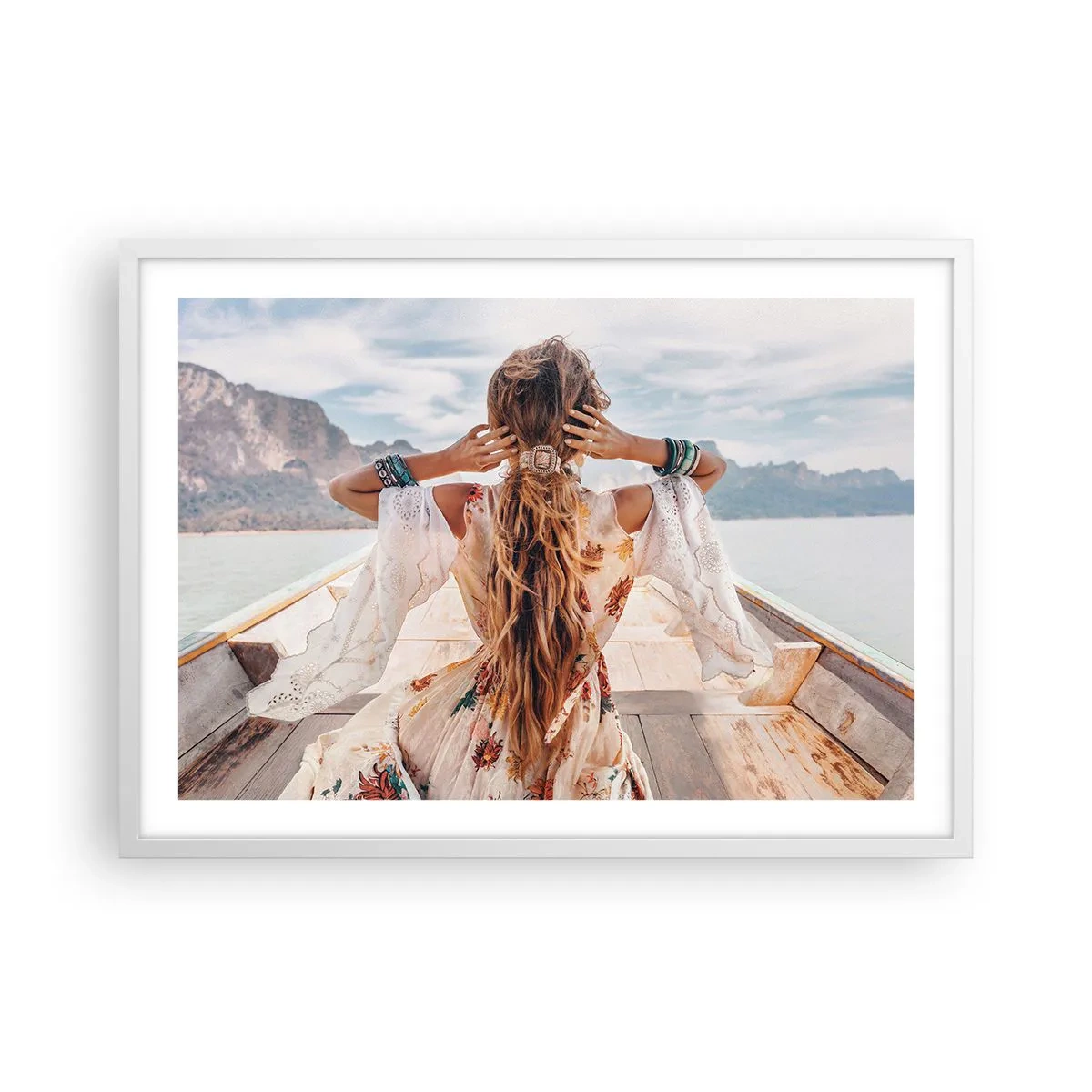 Poster in einem weißen Rahmen - Auf dem Weg zum Glück - 70x50 cm